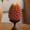 imageLuminara Pinecone Flameless Candle Caramel Caf Chalky Finish Pine Cone Figural Real Wax Unscented LED Candles Battery Operated with Timer Holiday Decoration 47quot x 6quot