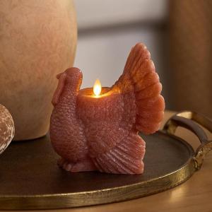 imageLuminara Turkey Flameless Figural Flickering LED Candle 525quot x 6quot Chalky Finish Real Unscented Wax Time Function Fall Harvest Decoration Caramel Caf
