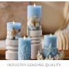 imageLuminara Embossed Coral Flameless LED Candle Moving Flame Pillar Unscented Real Wax with Recessed Edge 3quot x 65quot Soft Chambray