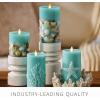 imageLuminara Embossed Coral Flameless LED Candle Moving Flame Pillar Unscented Real Wax with Recessed Edge 3quot x 65quot Soft Teal