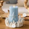 imageLuminara Embossed Starfish Flameless LED Candle Moving Flame Pillar Unscented Real Wax with Recessed Edge 3quot x 65quot Chambray