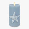 imageLuminara Embossed Starfish Flameless LED Candle Moving Flame Pillar Unscented Real Wax with Recessed Edge 3quot x 65quot Chambray