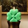 imageLuminara 4Leaf Clover Candle  Flickering RealFlame Technology Flameless LED Remote Ready Classic Green St Patricks Day Shamrock 39quot x 43quot