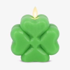 imageLuminara 4Leaf Clover Candle  Flickering RealFlame Technology Flameless LED Remote Ready Classic Green St Patricks Day Shamrock 39quot x 43quot