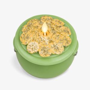 imageLuminara Lucky Green Pot of Gold Candle  Flickering RealFlame Technology Flameless LED Remote Ready Classic Green St Patricks Day 48quot x 43quot