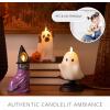 imageLuminara Flameless Halloween Witch Cat Candle 35quot x 7quot Flickering LED Moving Flame Light Real Wax Hand Painted Details OnOff Timer Batteries ampamp Remote Sold Separately Autumn Fall Goth Decoration