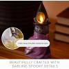 imageLuminara Flameless Halloween Witch Cat Candle 35quot x 7quot Flickering LED Moving Flame Light Real Wax Hand Painted Details OnOff Timer Batteries ampamp Remote Sold Separately Autumn Fall Goth Decoration