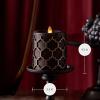 imageLuminara Black Embossed Fretwork 35quot x 45quot Pillar AA Battery Operated wTimer Function Flickering Flameless LED Light Real Wax Candle for Indoor Home Decoration for Dining Room Table Centerpiece
