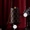 imageLuminara Black Embossed Fretwork 35quot x 65quot Pillar AA Battery Operated wTimer Function Flickering Flameless LED Light Real Wax Candle for Indoor Home Decoration for Dining Room Table Centerpiece