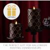 imageLuminara Black Embossed Fretwork 35quot x 65quot Pillar AA Battery Operated wTimer Function Flickering Flameless LED Light Real Wax Candle for Indoor Home Decoration for Dining Room Table Centerpiece