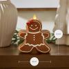 imageLuminara Flameless Candle Gingerbread Figural 23quot x 43quot Moving Flame LED Candle Real Unscented Wax Gingerbread DogGingerbread Girl