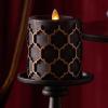 imageLuminara Black Embossed Fretwork 35quot x 45quot Pillar AA Battery Operated wTimer Function Flickering Flameless LED Light Real Wax Candle for Indoor Home Decoration for Dining Room Table Centerpiece