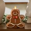 imageLuminara Flameless Candle Gingerbread Figural 23quot x 43quot Moving Flame LED Candle Real Unscented Wax Gingerbread DogGingerbread Boy