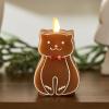 imageLuminara Flameless Candle Gingerbread Figural 23quot x 43quot Moving Flame LED Candle Real Unscented Wax Gingerbread DogGingerbread Cat