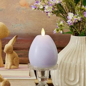 imageLuminara Embossed Fretwork Pumpkin 38quot x 43quot Flameless Halloween LED Candle Battery Operated Moving Flame BlackChalky Gentle Lavender