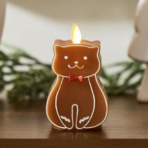 imageLuminara Flameless Candle Gingerbread Figural 23quot x 43quot Moving Flame LED Candle Real Unscented Wax Gingerbread DogGingerbread Cat