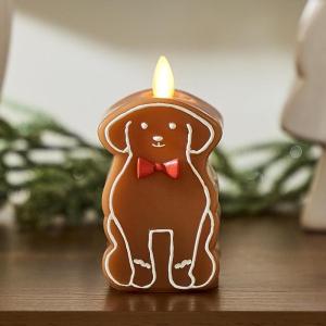 imageLuminara Flameless Candle Gingerbread Figural 23quot x 43quot Moving Flame LED Candle Real Unscented Wax Gingerbread DogGingerbread Dog