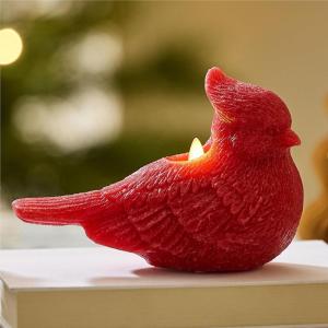 imageLuminara Flameless Candle Holiday Red Glitter Cardinal Figural Moving Flame LED Candle Unscented Real Wax 7quotx48quot