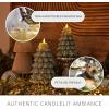 imageLuminara Brilliant Silver Glitter Flameless LED Candle North Tree Moving Flame Pillar 33quot x 43quotIceberg Green