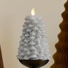 imageLuminara Brilliant Silver Glitter Flameless LED Candle North Tree Moving Flame Pillar 33quot x 43quotSilver