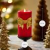 imageLuminara Flickering Flameless LED Candle Battery Operated Timer Function Remote Ready Sold Separately Red Santa Belt 34quot x 45quot Pillar Unscented Real Wax Moving Flame Christmas Holiday DcorGold Bow Tie