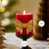 imageLuminara Flickering Flameless LED Candle Battery Operated Timer Function Remote Ready Sold Separately Red Santa Belt 34quot x 45quot Pillar Unscented Real Wax Moving Flame Christmas Holiday DcorGold Bow Tie