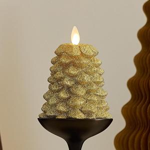imageLuminara Brilliant Silver Glitter Flameless LED Candle North Tree Moving Flame Pillar 33quot x 43quotGold
