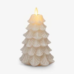 imageLuminara Brilliant Silver Glitter Flameless LED Candle North Tree Moving Flame Pillar 33quot x 43quotWhite Swan