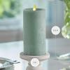 imageLuminara Iceberg Green Seaglass Flameless Candle Moving Flame Pillar Unscented Real Wax with Recessed Edge Timer Battery Operated LED Candle Lights 3quot x 65quotGreen