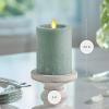 imageLuminara Iceberg Green Seaglass Flameless Candle Moving Flame Pillar Unscented Real Wax with Recessed Edge Timer Battery Operated LED Candle Lights 3quot x 65quotGreen