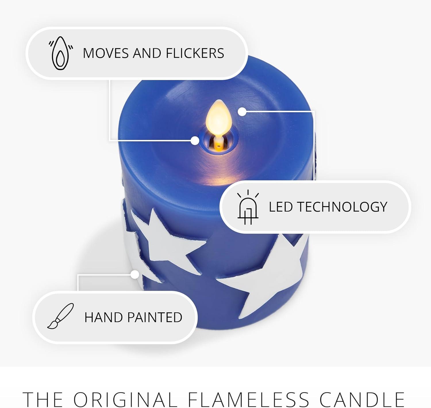 imageLuminara Flameless LED Stars ampamp Stripes 2 Patriotic Americana Pillar Candles Timer Remote Ready American Flag Design for July 4th Memorial Day