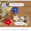 imageLuminara Americana Set of 3 Red White ampamp Blue StarShaped Flameless Candle Pillars  32quot x 43quot  55quot  6quot Real Wax Moving Flame LED Candle