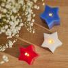 imageLuminara Americana Set of 3 Red White ampamp Blue StarShaped Flameless Candle Pillars  32quot x 43quot  55quot  6quot Real Wax Moving Flame LED Candle