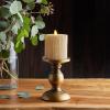 imageLuminara Flameless LED Candle 325x45 with Embossed Metallic Furrow Moving Flame LED Pillar Real Wax with Recessed Edge Battery Operated  Pearl IvoryChampagne
