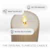 imageLuminara Flameless LED Candle 325x45 with Embossed Metallic Furrow Moving Flame LED Pillar Real Wax with Recessed Edge Battery Operated  Pearl IvoryChampagne