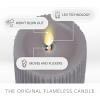 imageLuminara Flameless LED Candle 325x45 with Embossed Metallic Furrow Moving Flame LED Pillar Real Wax with Recessed Edge Battery Operated  Pearl IvoryGray