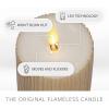 imageLuminara Flameless LED Candle 325x45 with Embossed Metallic Furrow Moving Flame LED Pillar Real Wax with Recessed Edge Battery Operated  Pearl IvoryPearl Ivory