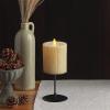 imageLuminara Flameless LED Candle 325x45 with Embossed Metallic Furrow Moving Flame LED Pillar Real Wax with Recessed Edge Battery Operated  Pearl IvoryPearl Ivory