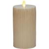 imageLuminara Flameless LED Candle 325x45 with Embossed Metallic Furrow Moving Flame LED Pillar Real Wax with Recessed Edge Battery Operated  Pearl IvoryPearl Ivory