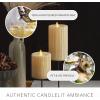 imageLuminara Flameless LED Candle 325x45 with Embossed Metallic Furrow Moving Flame LED Pillar Real Wax with Recessed Edge Battery Operated  Pearl IvoryPearl Ivory