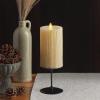 imageLuminara Flameless LED Candle 325x45 with Embossed Metallic Furrow Moving Flame LED Pillar Real Wax with Recessed Edge Battery Operated  Pearl IvoryPearl Ivory