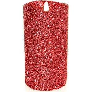 imageLuminara Realistic Artificial Flame Red Glitter Candle 35 x 5inch Moving Flame LED Battery Operated Lights  Unscented  Remote Sold SeparatelyRed