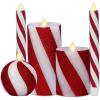 image:imageLuminara Classic Candy Cane Holiday Collection Flameless Candles Real Wax LED Pillar Taper and Sphere Timer Remote Ready