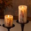 image:imageLuminara Embedded Flameless LED Candle Orange Berries amp Twigs Pillar 32 x 45  Moving Flame Pillar Battery Operated Timer Real Wax Unscented