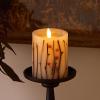 image:imageLuminara Embedded Flameless LED Candle Orange Berries amp Twigs Pillar 32 x 45  Moving Flame Pillar Battery Operated Timer Real Wax Unscented