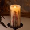 image:imageLuminara Embedded Flameless LED Candle Orange Berries amp Twigs Pillar 32 x 65  Moving Flame Pillar Battery Operated Timer Real Wax Unscented