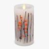 image:imageLuminara Embedded Flameless LED Candle Orange Berries amp Twigs Pillar 32 x 65  Moving Flame Pillar Battery Operated Timer Real Wax Unscented