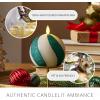 image:imageLuminara Moving Flame LED Candle  Unscented Real Wax Chalk Rope Ball  Timer Flameless Flickering for Home Centerpiece Coastal Christmas DecorCandy Cane Green