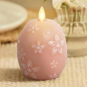 image:imageLuminara Moving Flame LED Candle  Unscented Real Wax Chalk Rope Ball  Timer Flameless Flickering for Home Centerpiece Coastal Christmas DecorDusky Rose Floral