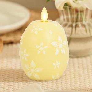 image:imageLuminara Moving Flame LED Candle  Unscented Real Wax Chalk Rope Ball  Timer Flameless Flickering for Home Centerpiece Coastal Christmas DecorLemon Chiffon Floral
